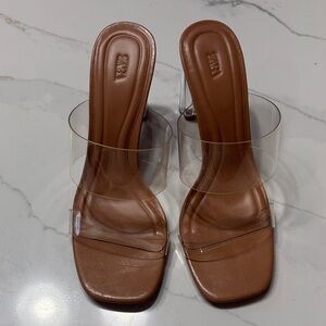 Zara Women's Brown and Clear Heels